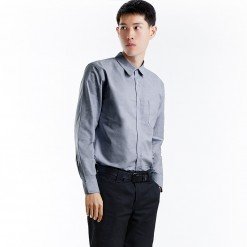 Mr.594 เสื้อเชิ้ตผู้ชายแขนยาว ผ้าอ๊อกฟอร์ด สีเทา
