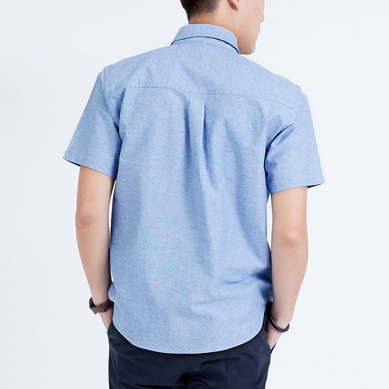 Mr.429 เสื้อเชิ้ตผู้ชายแขนสั้น ผ้าอ๊อกฟอร์ด สียีนส์น้ำเงิน - Image 2