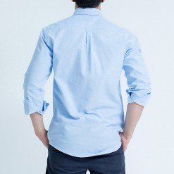 Alternative view of Mr.587 เสื้อเชิ้ตผู้ชายแขนยาว ผ้าอ๊อกฟอร์ด สีฟ้า พาสเทล