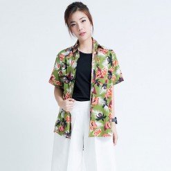 Alternative view of Mr.514 เสื้อเชิ้ตผู้หญิงแขนสั้น ลายดอก OLIVE FLORAL สีเขียว