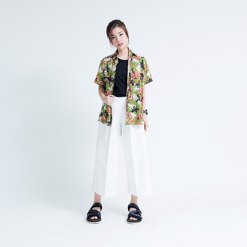 Mr.514 เสื้อเชิ้ตผู้หญิงแขนสั้น ลายดอก OLIVE FLORAL สีเขียว - Image 5