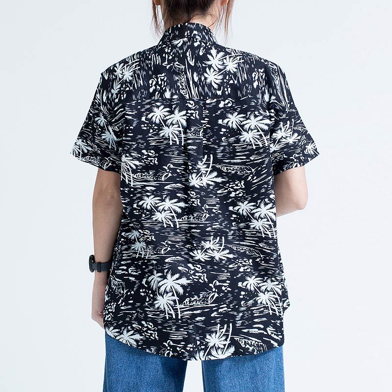 Mr.583 เสื้อเชิ้ตผู้หญิงแขนสั้น ลายฮาวาย BLACK ALOHAA สีดำ - Image 2