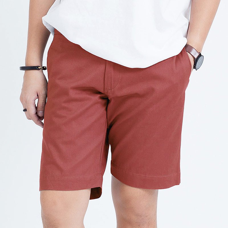 Sp.005 กางเกงขาสั้นผู้ชาย ผ้าชิโน สีแดง Red Brick - Image 3