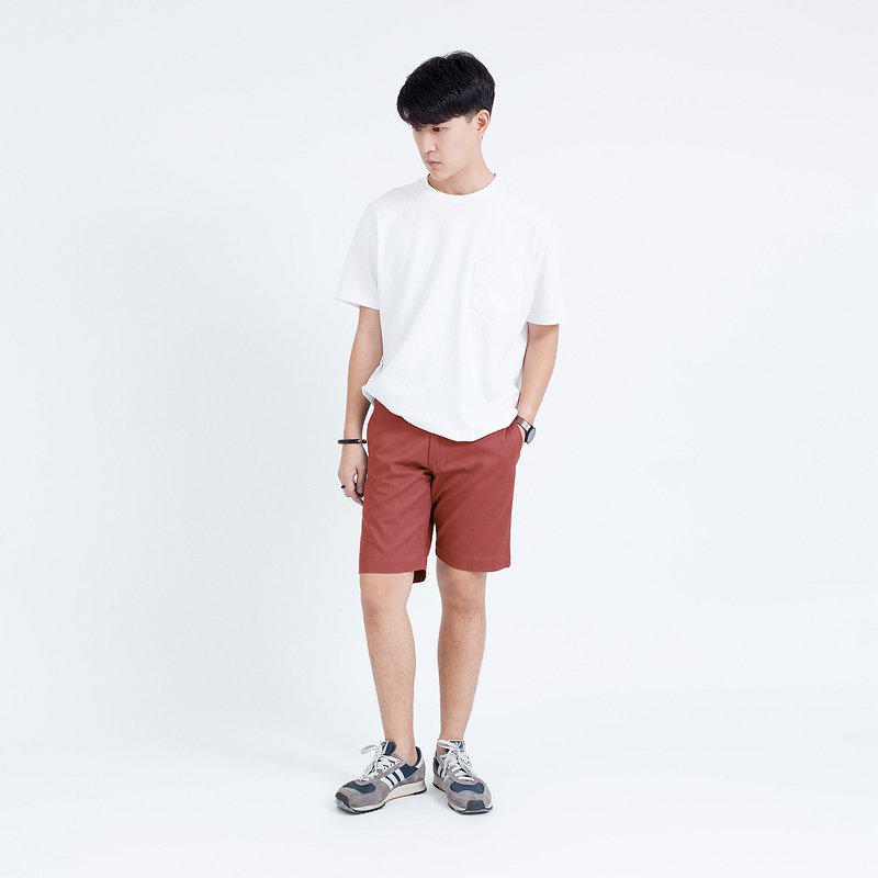 Sp.005 กางเกงขาสั้นผู้ชาย ผ้าชิโน สีแดง Red Brick - Image 4