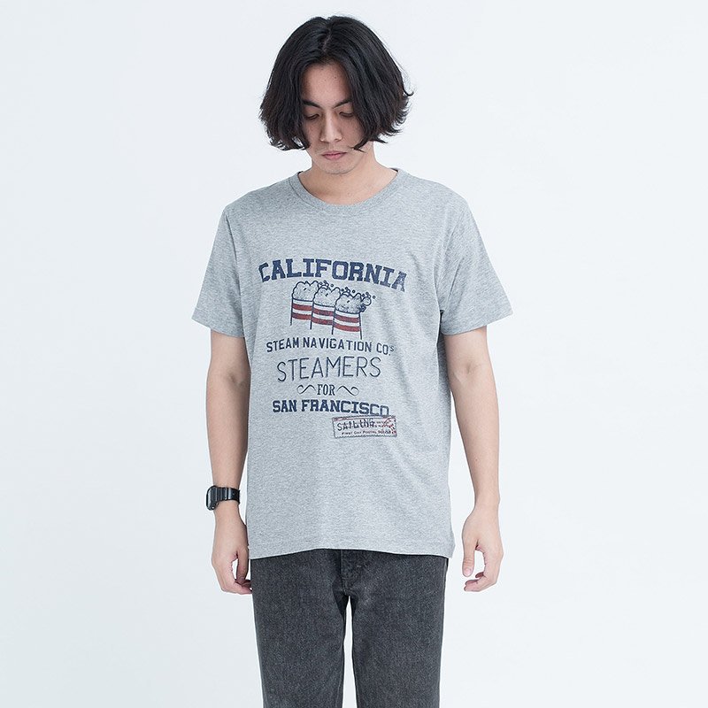 Ts.019 เสื้อยืดผู้ชายแขนสั้น ลาย California Steamer