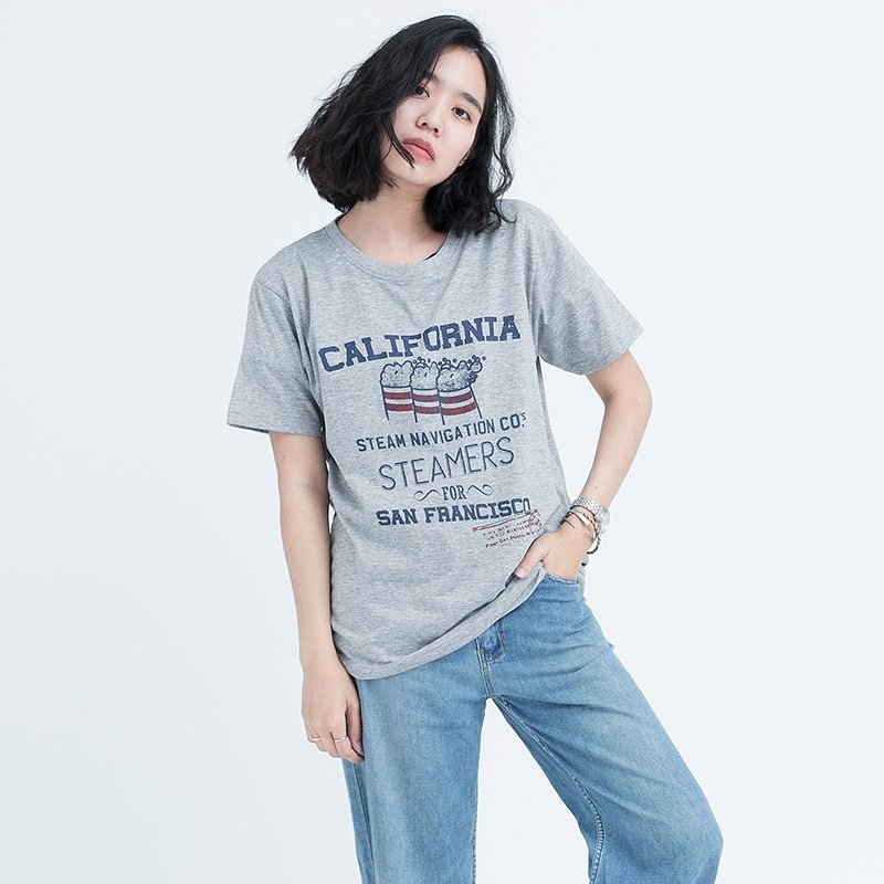 Ts.019 เสื้อยืดผู้หญิงแขนสั้น ลาย California Steamer