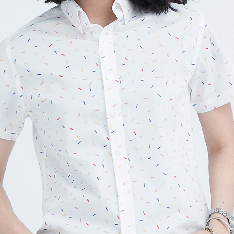 Mr.533 เสื้อเชิ้ตผู้หญิงแขนสั้น ลาย Sprinkles สีขาว - Image 3