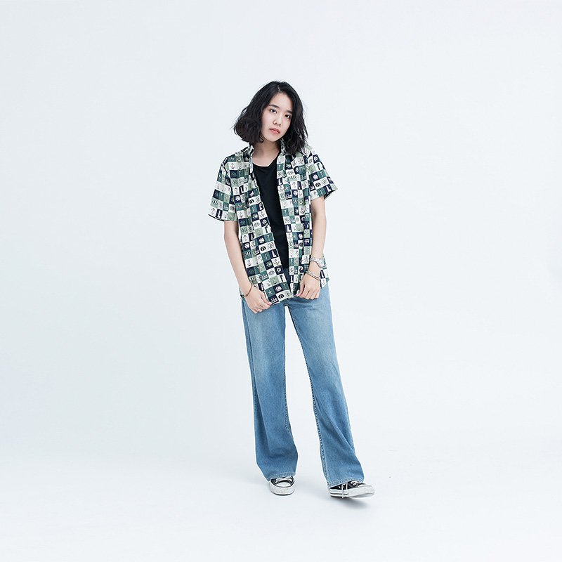 Mr.535 เสื้อเชิ้ตผู้หญิงแขนสั้น ลาย Anchor Sailor สีเขียว - Image 4