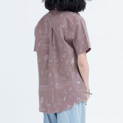 Alternative view of Mr.612 เสื้อเชิ้ตผู้หญิงแขนสั้น ลาย Doodle Club สีน้ำตาล