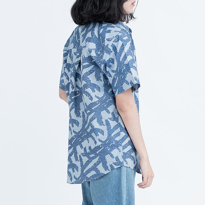 Mr.603 เสื้อเชิ้ตผู้หญิงแขนสั้น ลาย COCO Shadow สีนำ้เงิน - Image 2