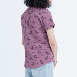 Alternative view of Mr.539 เสื้อเชิ้ตผู้หญิงแขนสั้น ลายจุดรูป Lilac Birdy สีม่วงเข้ม