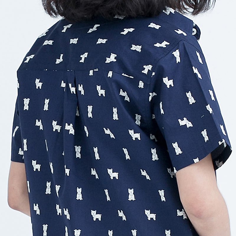 Mr.613 เสื้อเชิ้ตผู้หญิงแขนสั้น ลายจุด Donkey Doggy สีน้ำเงิน - Image 3