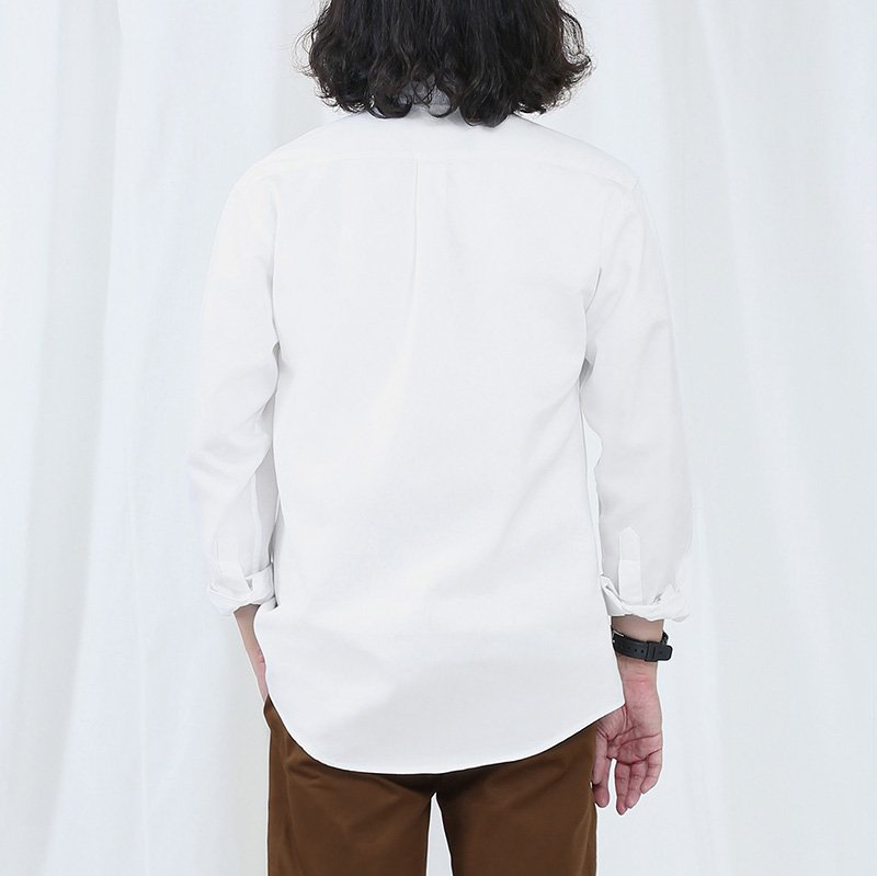Mr.636 เสื้อเชิ้ตผู้ชายแขนยาว พื้นเรียบสี Super White ขาว - Image 6