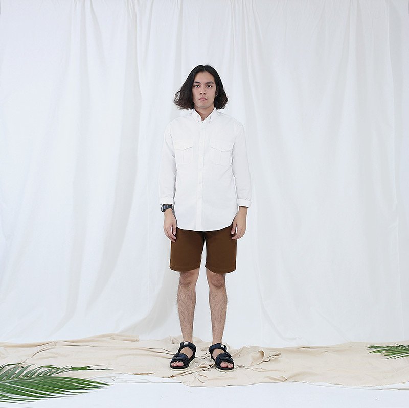 Mr.636 เสื้อเชิ้ตผู้ชายแขนยาว พื้นเรียบสี Super White ขาว - Image 7