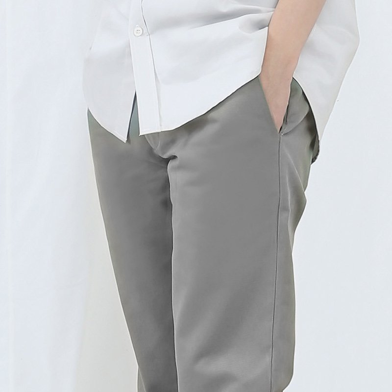 Lp.010 กางเกงขายาวผู้ชาย ผ้าชิโน สีเทาอ่อน Light Grey - Image 3