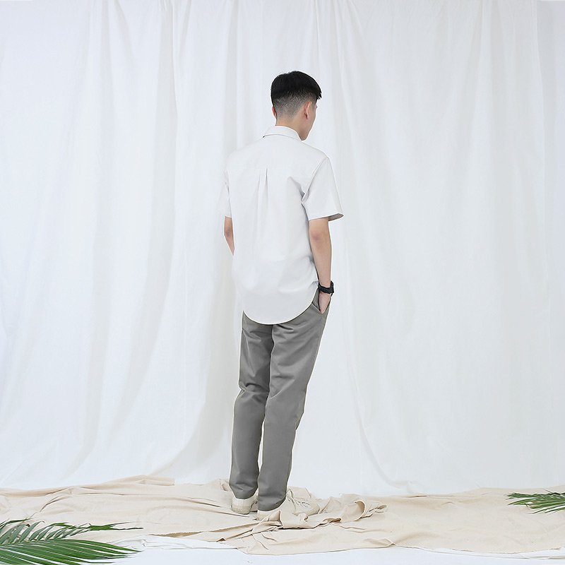Lp.010 กางเกงขายาวผู้ชาย ผ้าชิโน สีเทาอ่อน Light Grey - Image 5