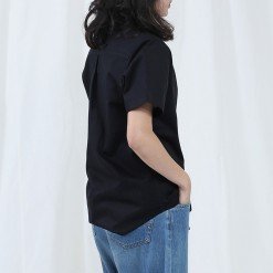 Alternative view of Mr.629 เสื้อเชิ้ตผู้หญิงแขนสั้น พื้นเรียบสี Super Black ดำ