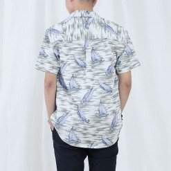 Alternative view of Mr.665 เสื้อเชิ้ตผู้ชายแขนสั้น ลาย Sailing Storm สีเทา