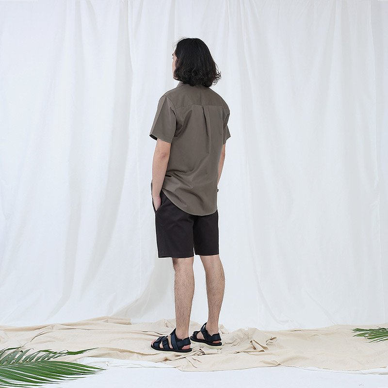 Sp.012 กางเกงขาสั้นผู้ชาย ผ้าชิโน สี Dark Brown น้ำตาลเข้ม - Image 5