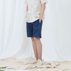 Sp.013 กางเกงขาสั้นผู้ชาย ผ้าชิโน สีน้ำเงิน Navy Blue
