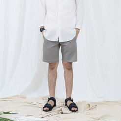 Sp.017 กางเกงขาสั้นผู้ชาย ผ้าชิโน สีเทาอ่อน Light Grey