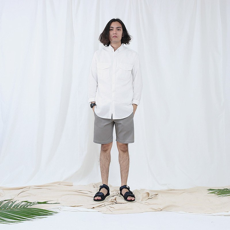 Sp.017 กางเกงขาสั้นผู้ชาย ผ้าชิโน สีเทาอ่อน Light Grey - Image 4