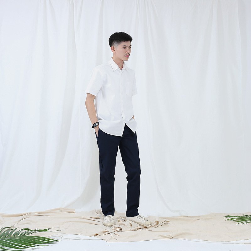 Lp.004 กางเกงขายาวผู้ชาย ผ้าชิโน สีน้ำเงินเข้ม Midnight - Image 4