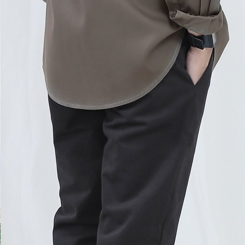 Lp.007 กางเกงขายาวผู้ชาย ผ้าชิโน สีดำฟอก Washed Black - Image 3