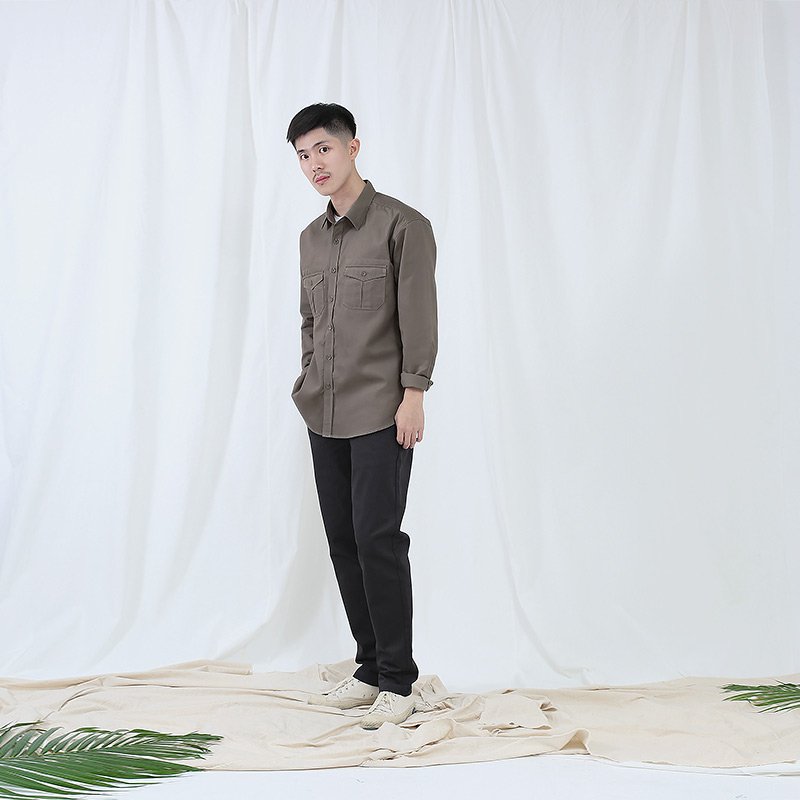 Lp.007 กางเกงขายาวผู้ชาย ผ้าชิโน สีดำฟอก Washed Black - Image 4