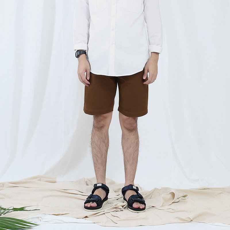 Sp.015 กางเกงขาสั้นผู้ชาย ผ้าชิโน สีน้ำตาล Khaki
