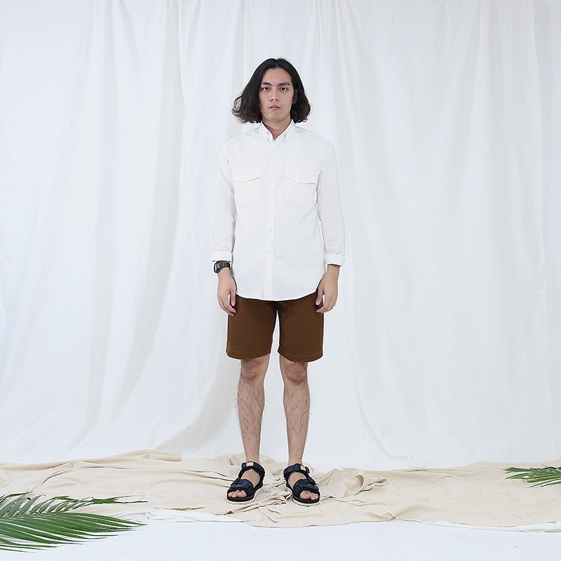 Sp.015 กางเกงขาสั้นผู้ชาย ผ้าชิโน สีน้ำตาล Khaki - Image 4