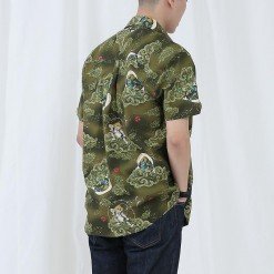 Alternative view of Mr.646 เสื้อเชิ้ตผู้ชายแขนสั้น ลาย Yakky Strom สีเขียว Olive