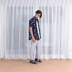 Mr.686 เสื้อเชิ้ตผู้ชายแขนสั้น ลายฮาวาย Pineapple Toss สีน้ำเงินเข้ม - Image 4