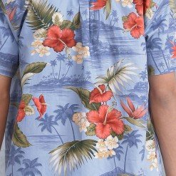 Alternative view of Mr.700 เสื้อเชิ้ตผู้ชายแขนสั้น ลายดอกฮาวาย Blue ALOHAA ดอกแดงพื้นฟ้า