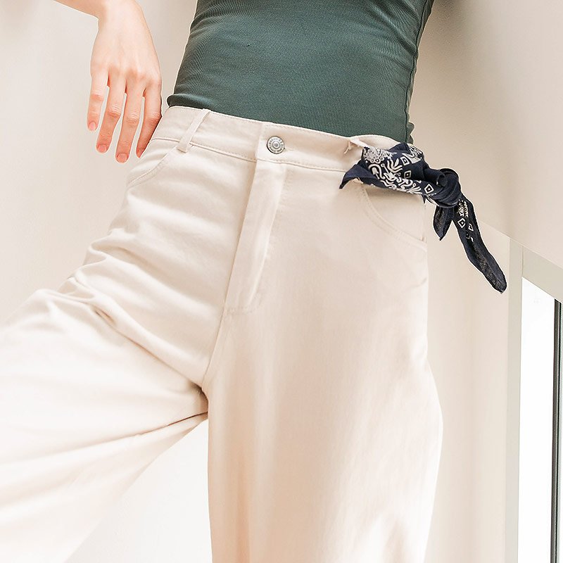 Lp.015 กางเกงขายาวผู้หญิง Carpenter Jeans Pants สี Beige - Image 2