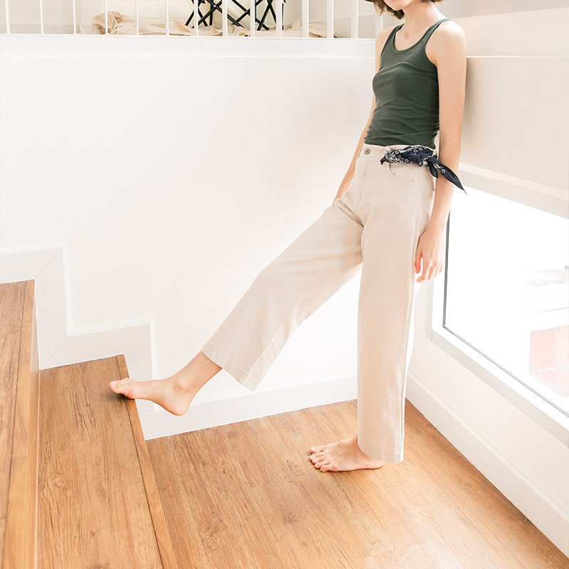 Lp.015 กางเกงขายาวผู้หญิง Carpenter Jeans Pants สี Beige - Image 3