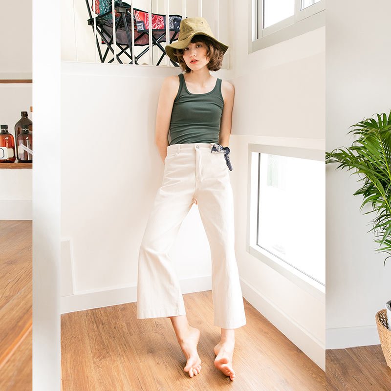 Lp.015 กางเกงขายาวผู้หญิง Carpenter Jeans Pants สี Beige - Image 4