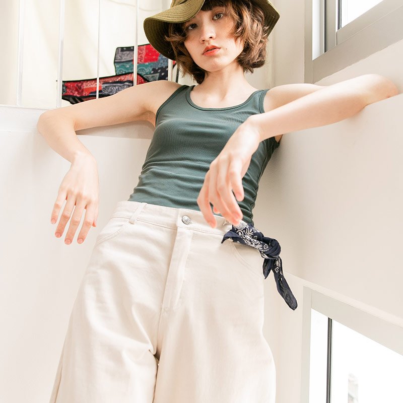Lp.015 กางเกงขายาวผู้หญิง Carpenter Jeans Pants สี Beige - Image 5