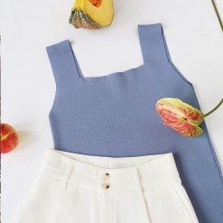 Alternative view of Ts.032 เสื้อแขนกุดผู้หญิง Blue Sky Knit Top สีฟ้า
