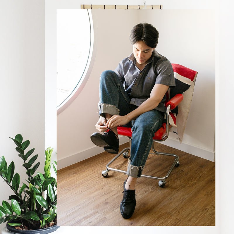 Mr.742 เสื้อเชิ้ตผู้ชายแขนสั้น Jean on Jean สียีนส์เทาเข้ม - Image 2