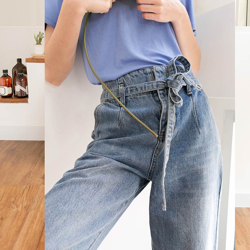 Lp.018 กางเกงขายาวผู้หญิง Boyfriend Jeans สี Blue Jean - Image 11