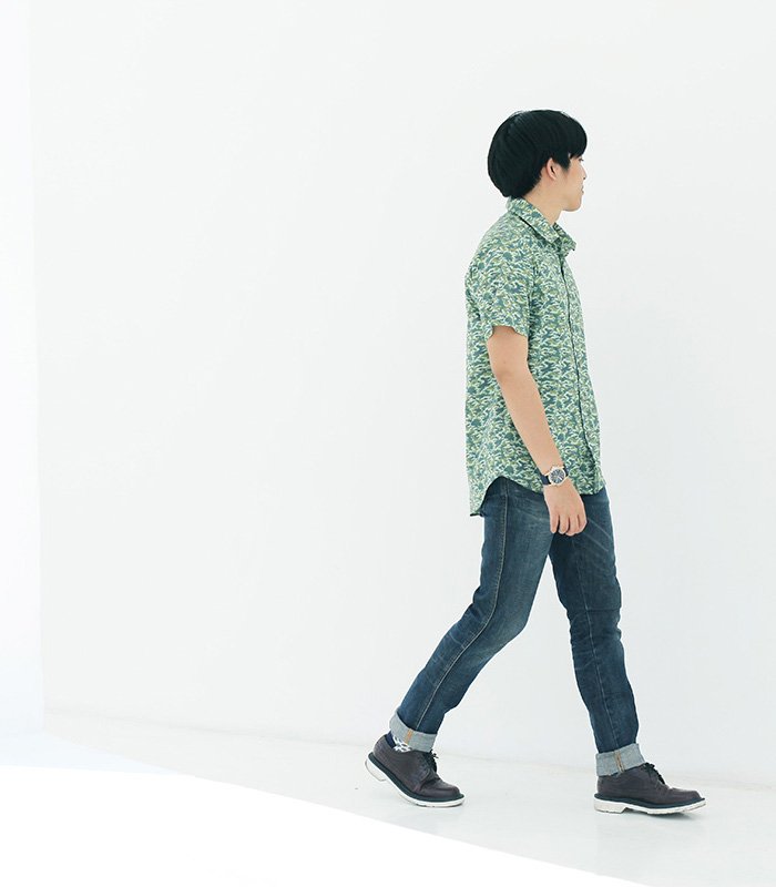 Mr.377 เสื้อเชิ้ตผู้ชายแขนสั้น ลายพรางทหารสีเขียว - Image 3