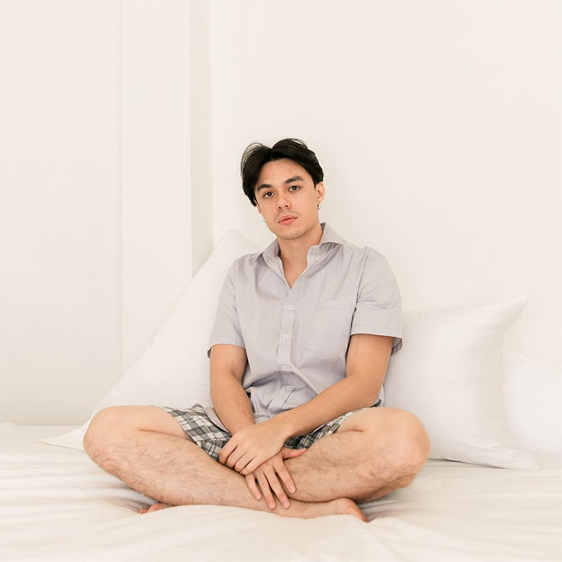 Mr.746 เสื้อเชิ้ตผู้ชายแขนสั้น Oxford Shirt สีเทาอ่อน - Image 4