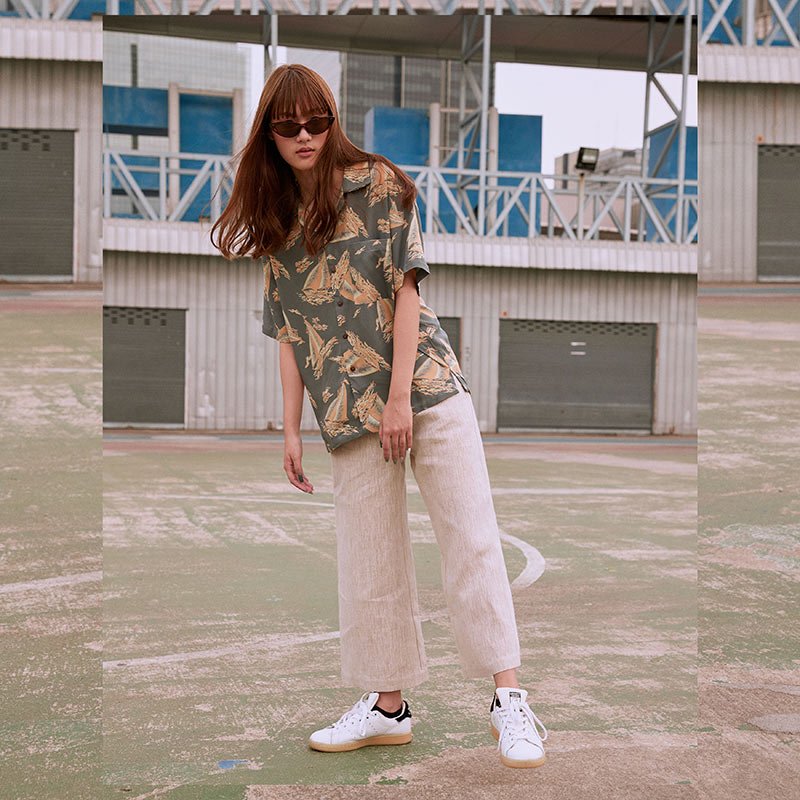 Lp.011 กางเกงขายาวผู้หญิง Linen Wide Leg Pants สีธรรมชาติ - Image 2