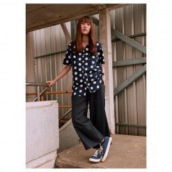 Alternative view of Lp.013 กางเกงขายาวผู้หญิง Linen Wide Leg Pants สีกรมน้ำเงิน