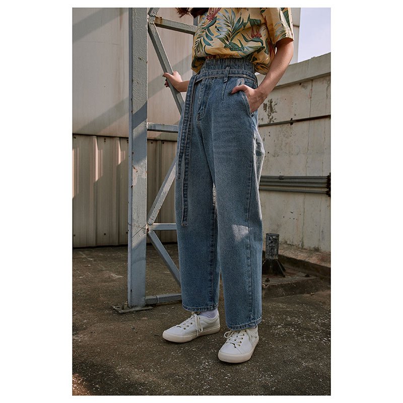 Lp.018 กางเกงขายาวผู้หญิง Boyfriend Jeans สี Blue Jean