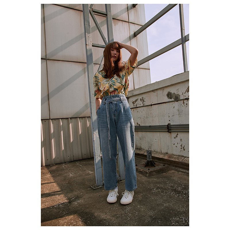 Lp.018 กางเกงขายาวผู้หญิง Boyfriend Jeans สี Blue Jean - Image 4