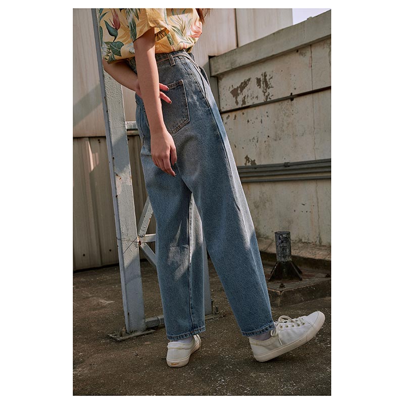 Lp.018 กางเกงขายาวผู้หญิง Boyfriend Jeans สี Blue Jean - Image 6