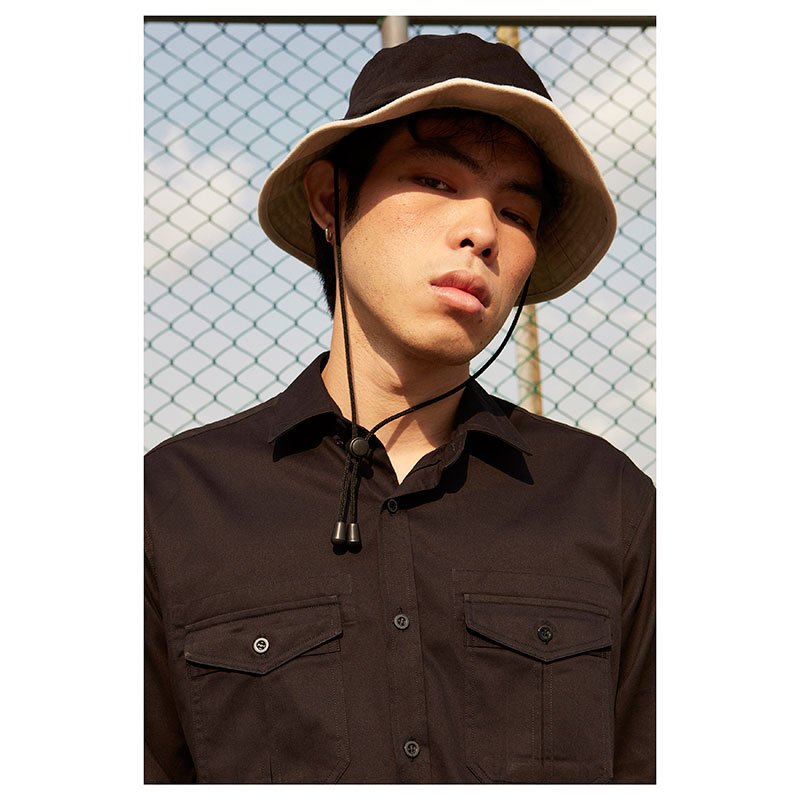 Mr.635 เสื้อเชิ้ตผู้ชายแขนยาว พื้นเรียบสี Super Black ดำ - Image 5