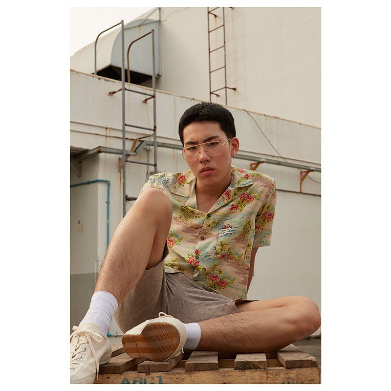 Mr.775 เสื้อเชิ้ตทรงฮาวายผู้ชาย Hawaii Island สีน้ำตาล - Image 6